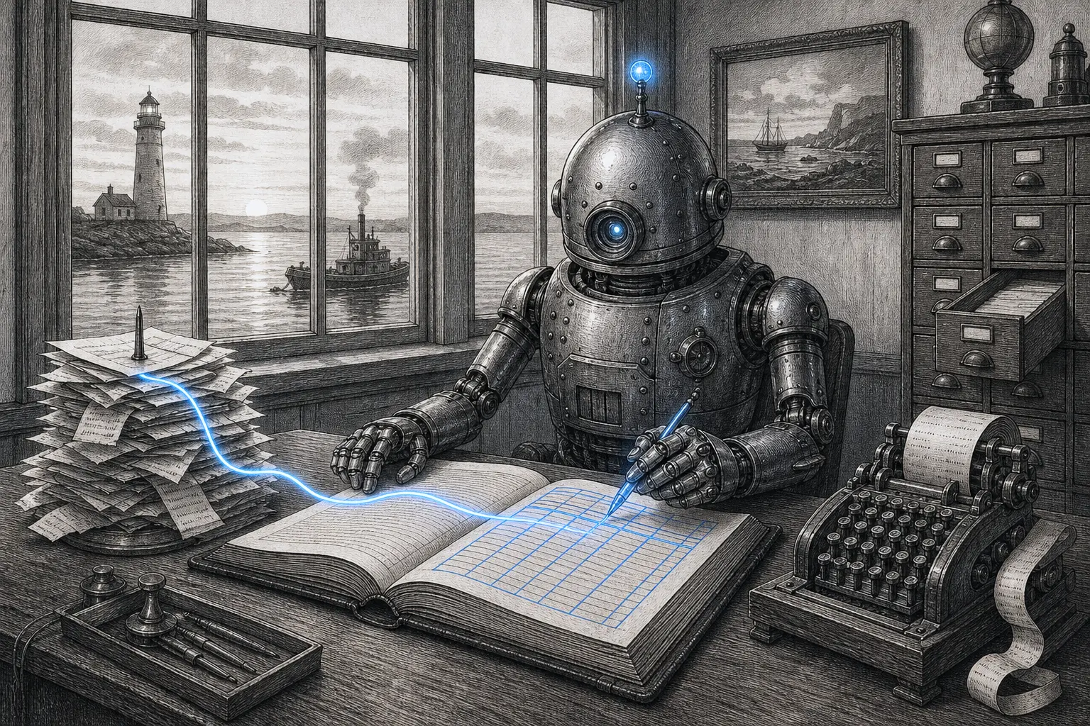 Illustration for “We handed the books to an agent”