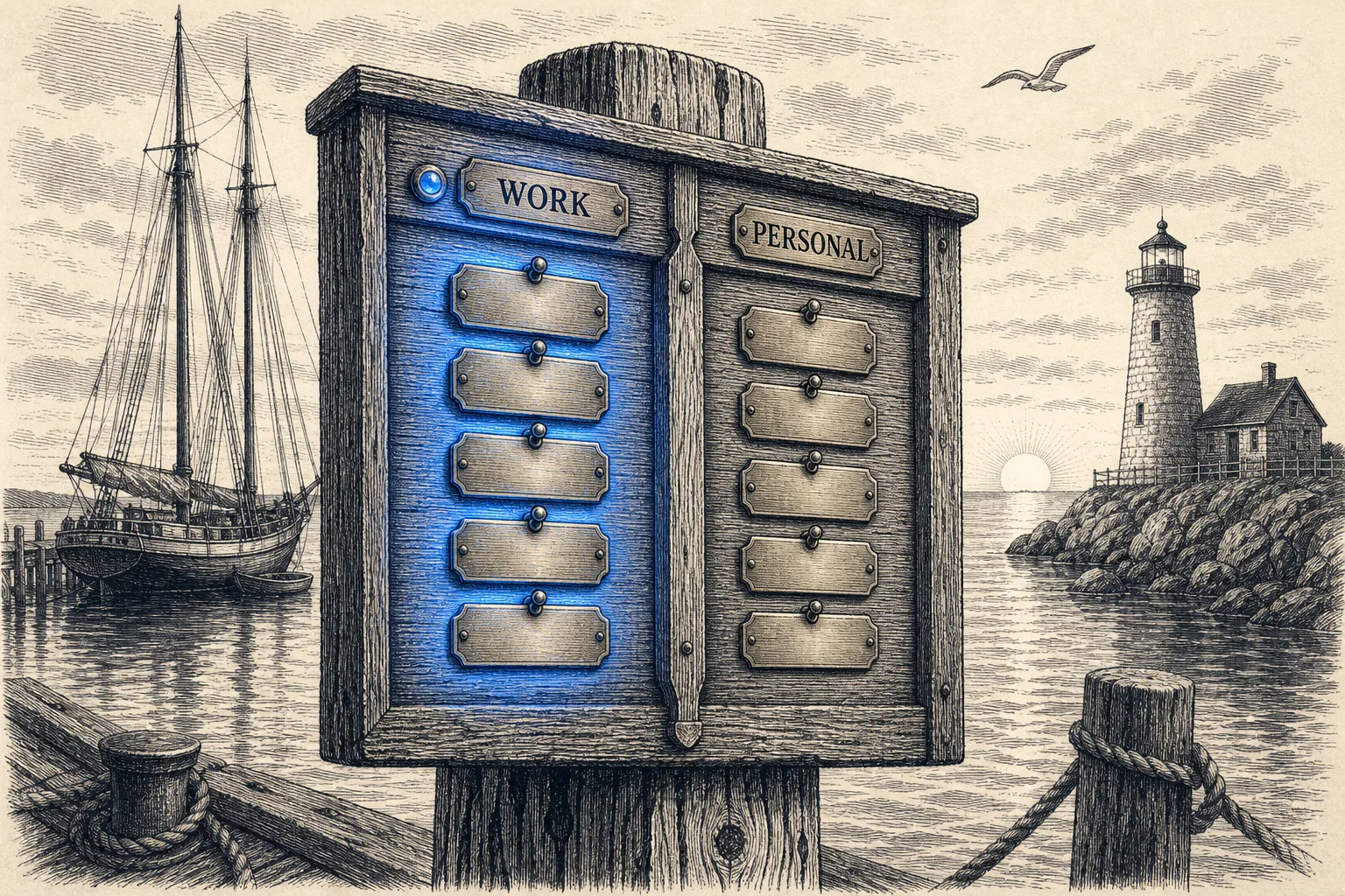 Illustration for “Work over here, life over there”