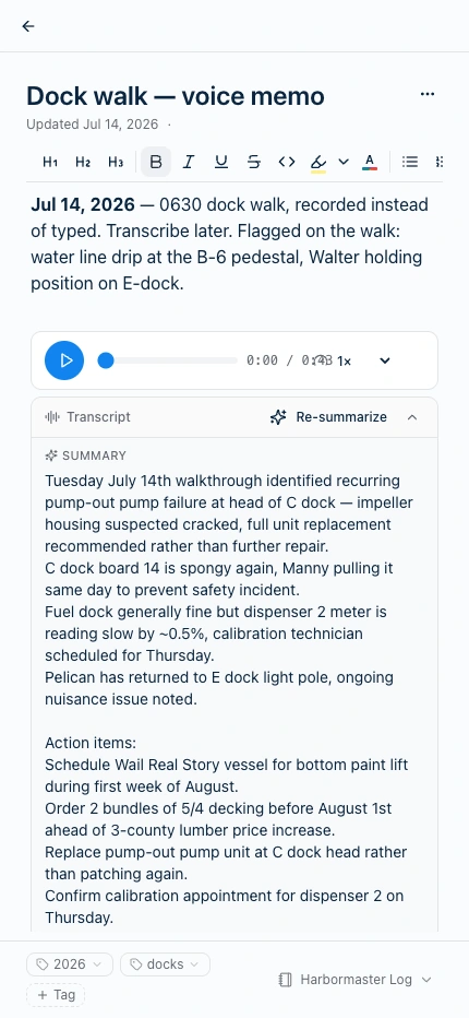 Harbor on a phone, offline and in sync