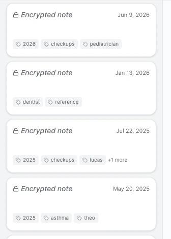 An encrypted notebook in Harbor, locked until you unlock it