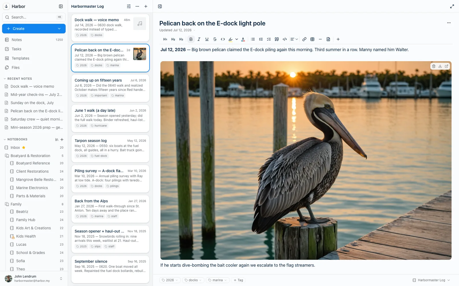A saved web clip living in Harbor as a rich note