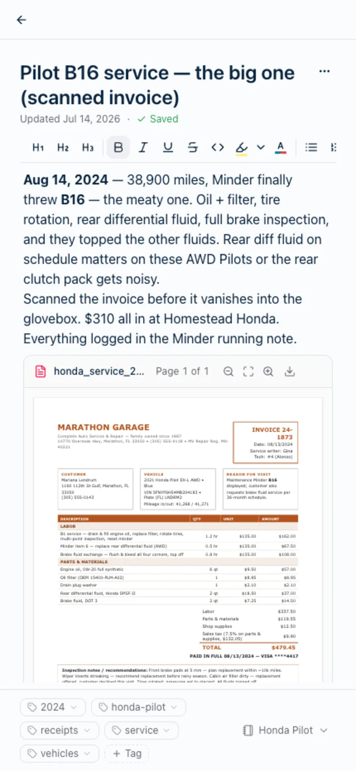 A scanned PDF document in Harbor on a phone