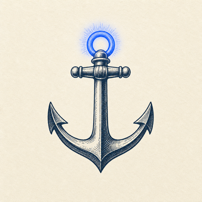 Harbor anchor mark on navy